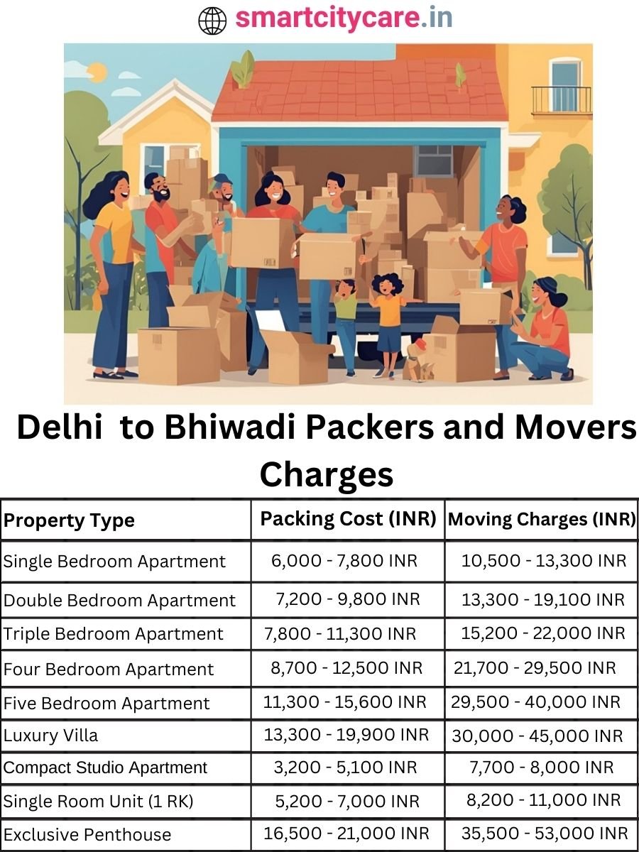 Packers and Movers Charges from Delhi to Bhiwadi