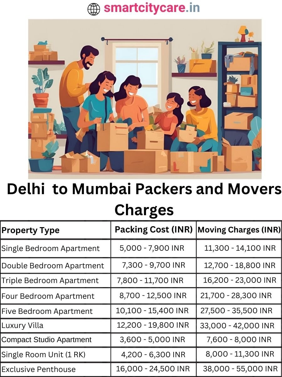 Packers and Movers Charges from Delhi to Mumbai