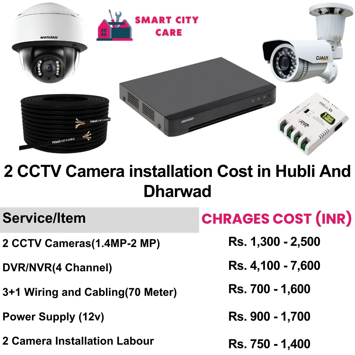 2 CCTV camera installation cost list in Hubli-and-dharwad