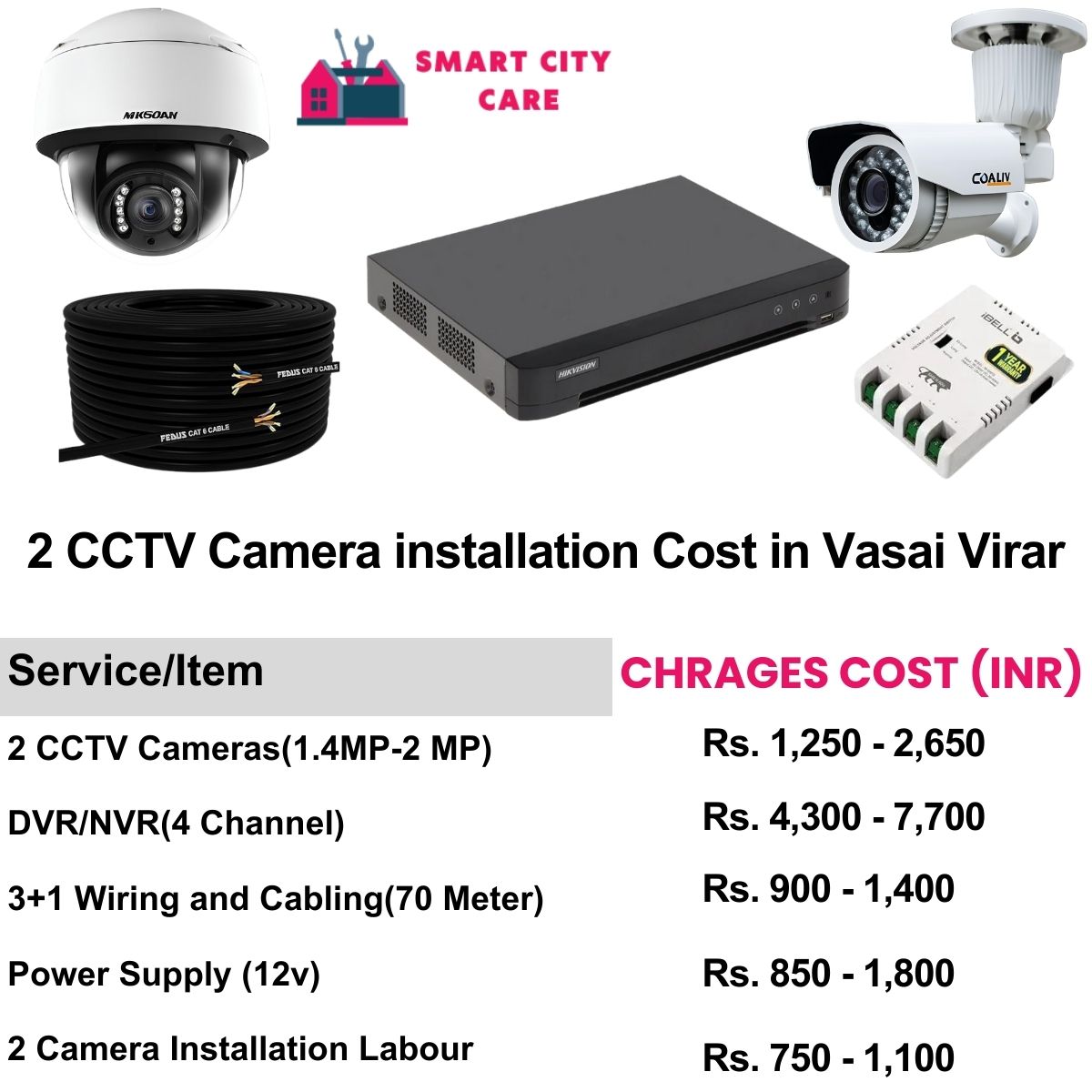 2 CCTV camera installation cost in Vasai virar