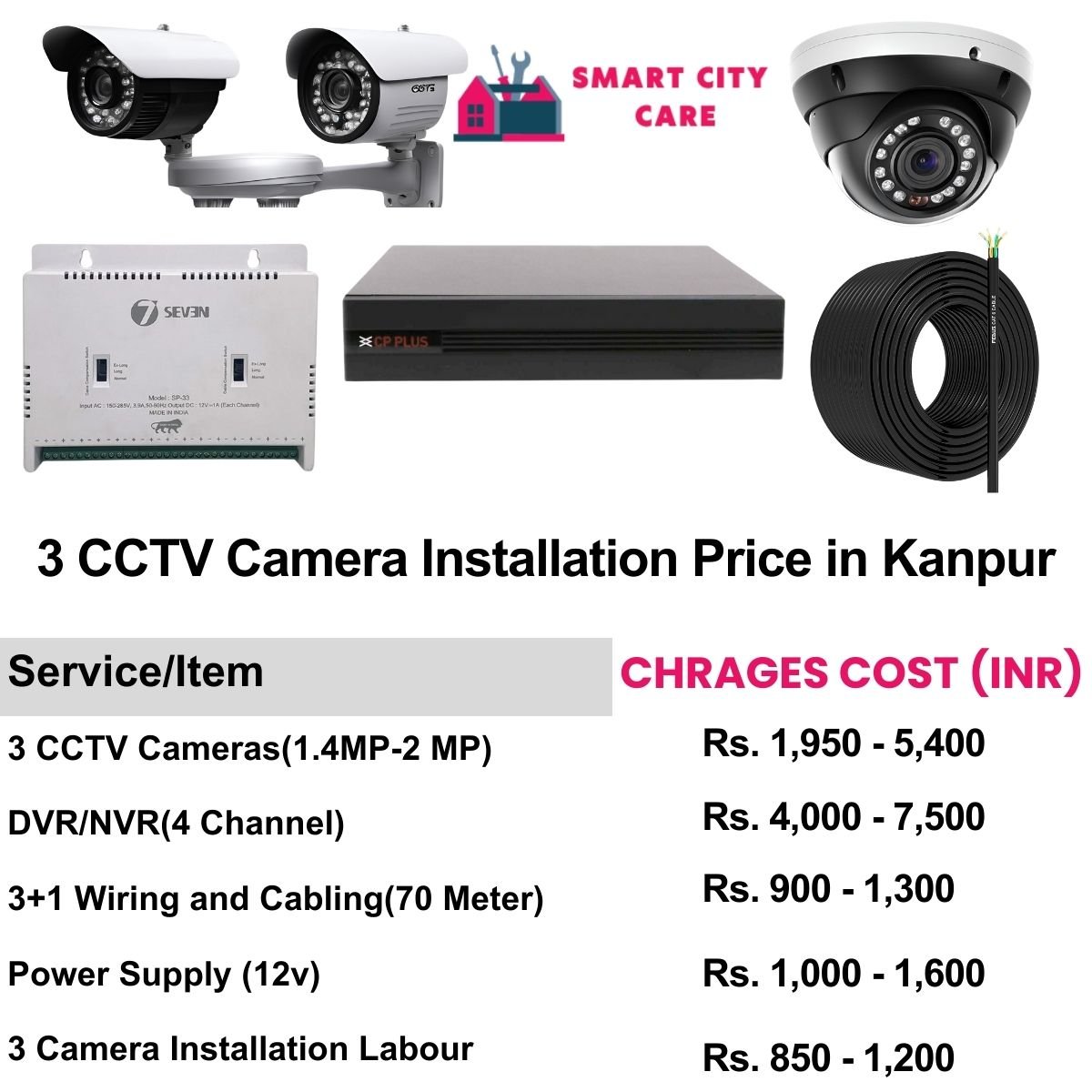 3 CCTV camera installation cost list in Kanpur