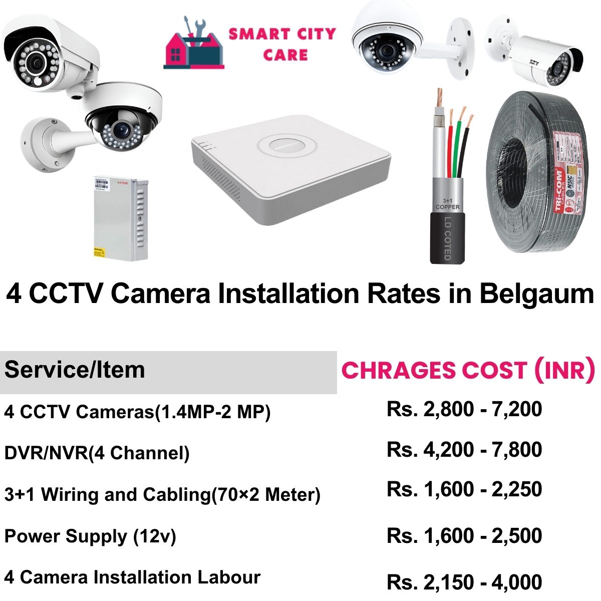 4 CCTV camera installation cost in Belgaum