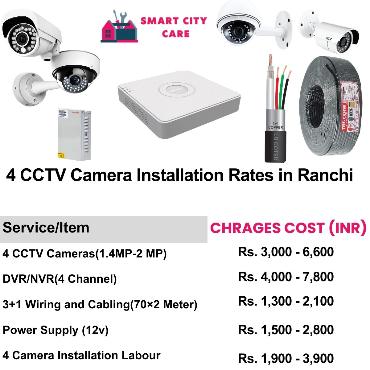 4 CCTV camera installation cost in Ranchi