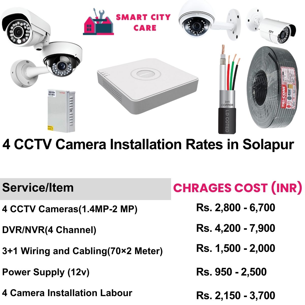 4 CCTV camera installation cost in Solapur