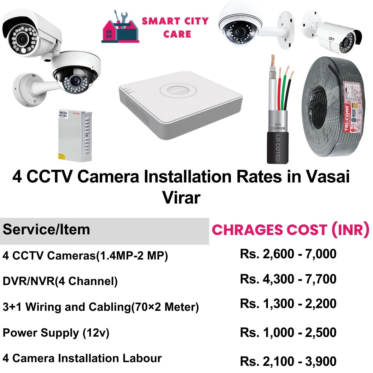 4 CCTV camera installation cost in Vasai virar
