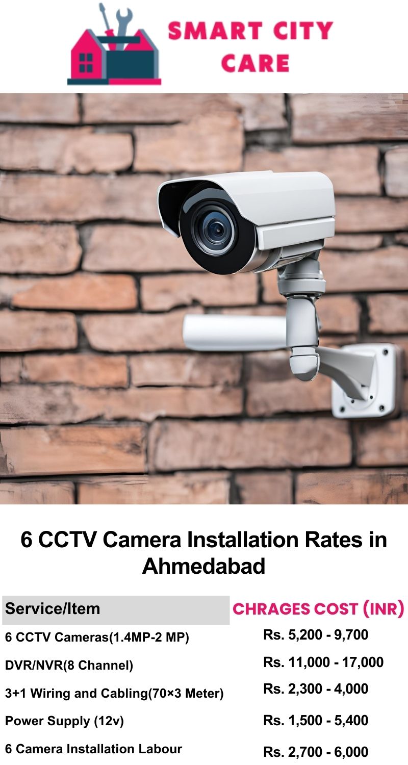 6 CCTV camera installation cost list in Ahmedabad