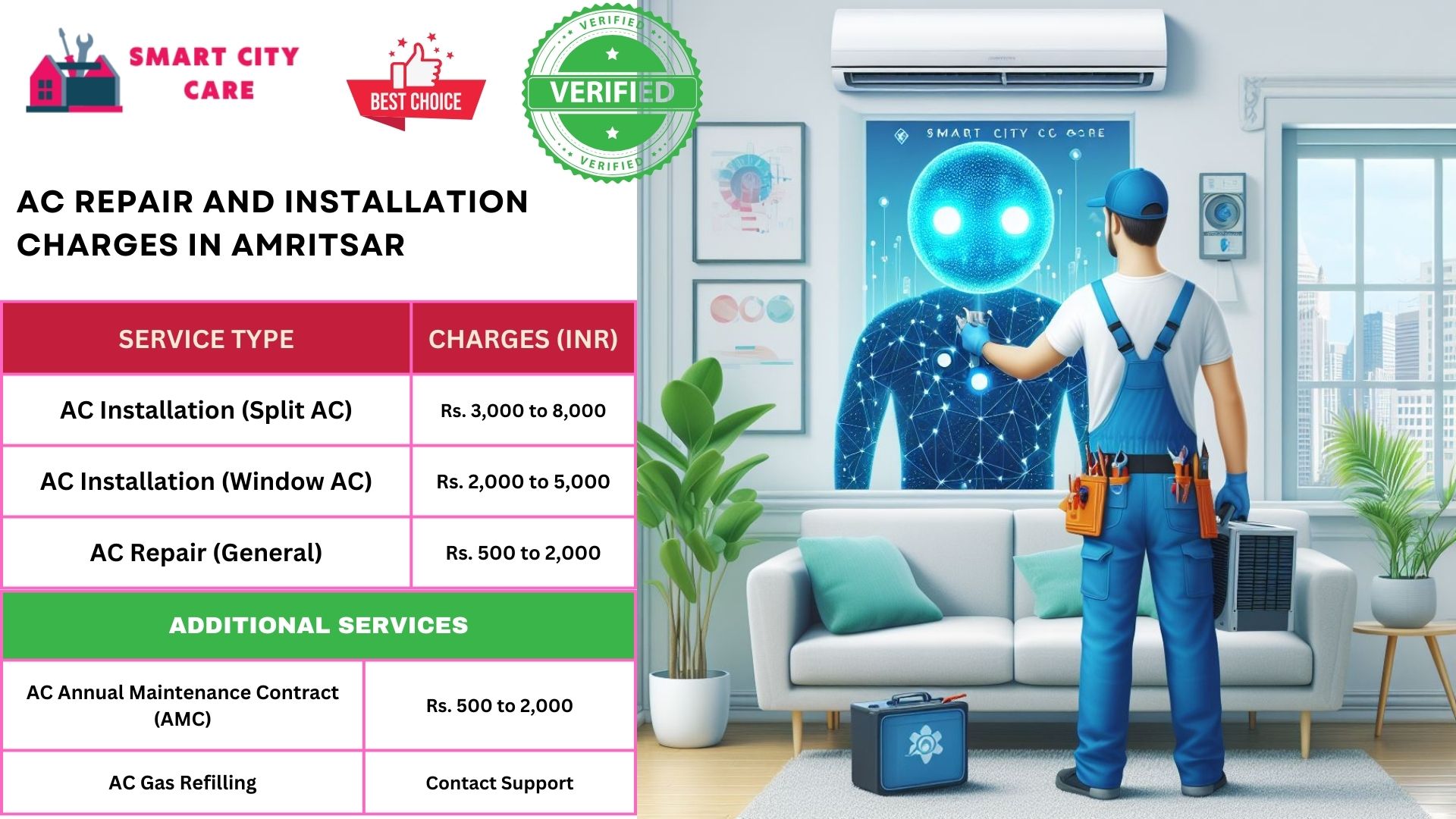 Affordable AC repair rates in Amritsar