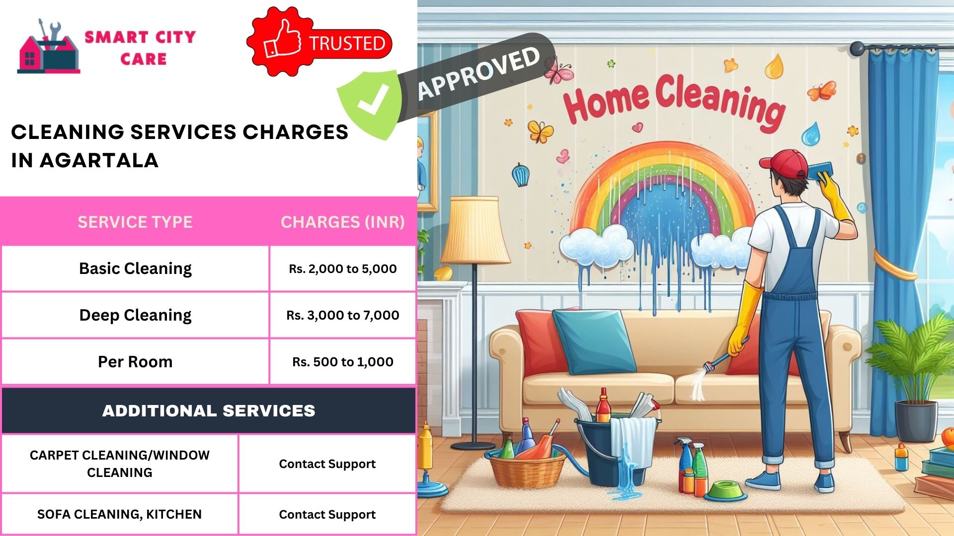Cleaning services rate list in Agartala